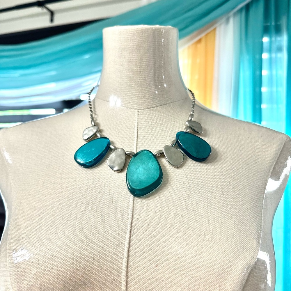 Green Turquoize Large Stone Necklace Festival Protection Boho Bohemian